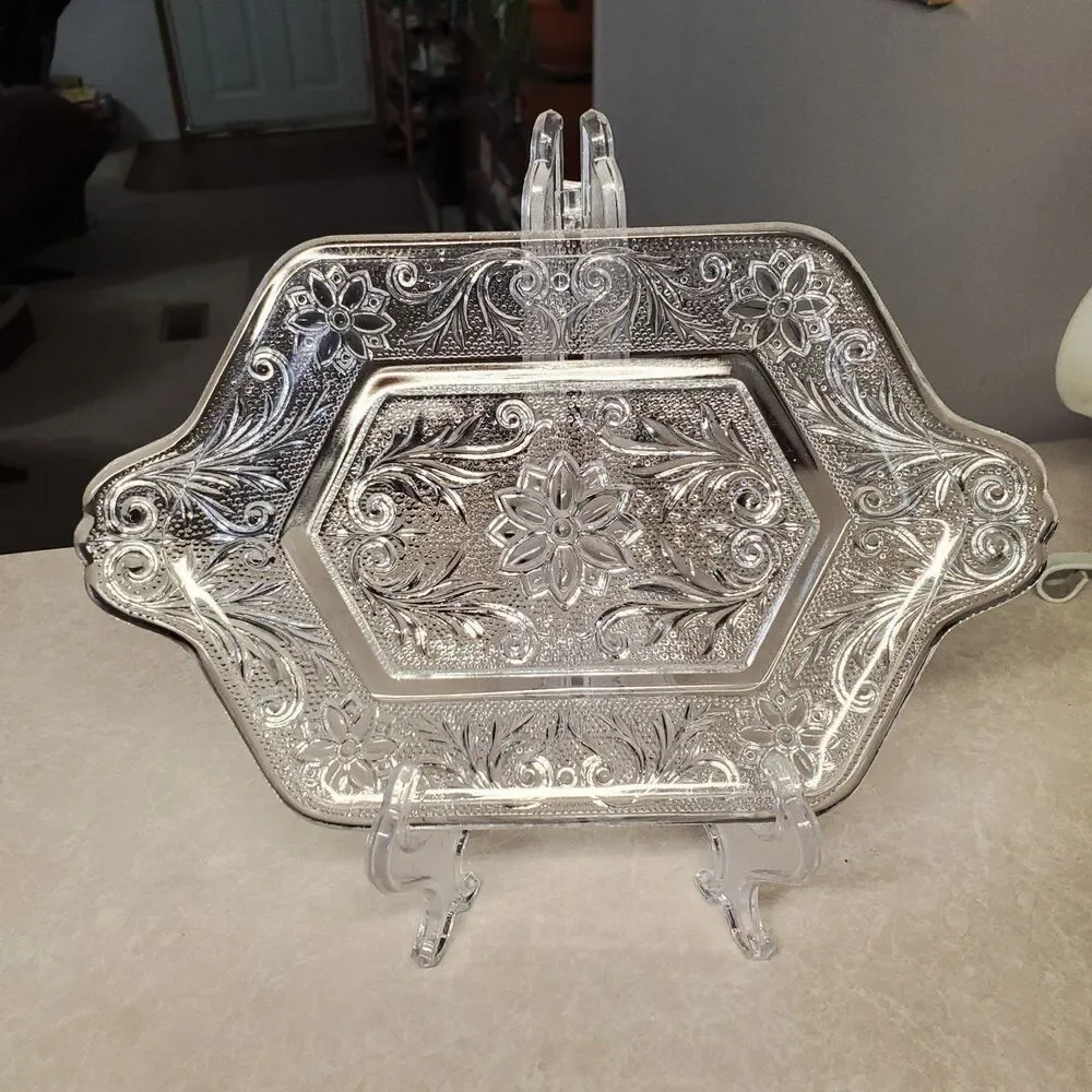 Indiana Glass Clear Sandwich Undertray for Diamond Creamer Sugar Bowl